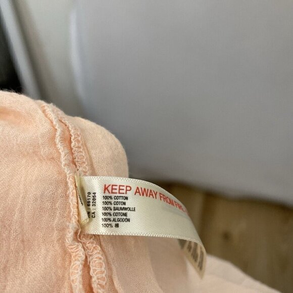 Free People Oversized Gauze Slub Cotton Lightweight Button Down Shirt Pink Small - Picture 7 of 7